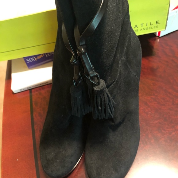 Black Suede Boots brand new Size 10 - Picture 3 of 6